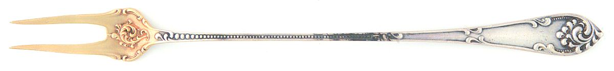 Rustic (Sterling, 1895) Long Handle Pickle/Olive Fork by Towle Silver-1