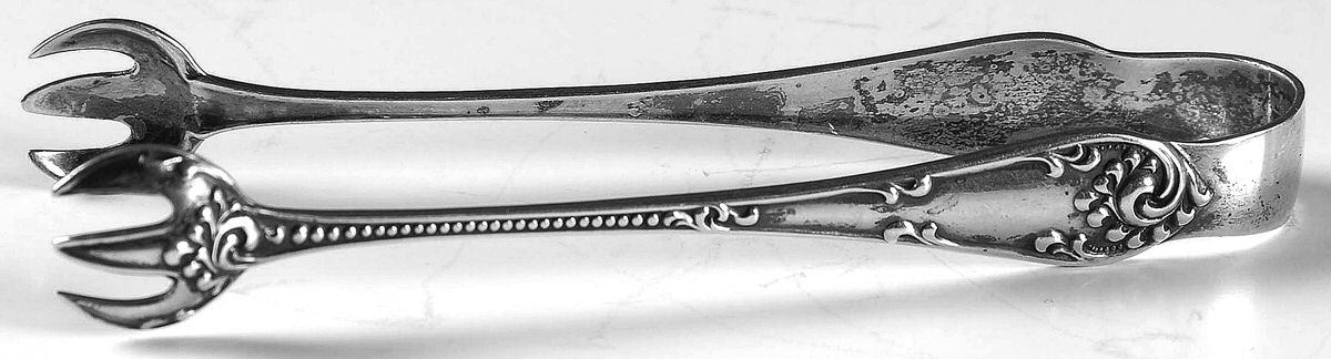 Rustic (Sterling, 1895) Small Sugar Tongs by Towle Silver-1