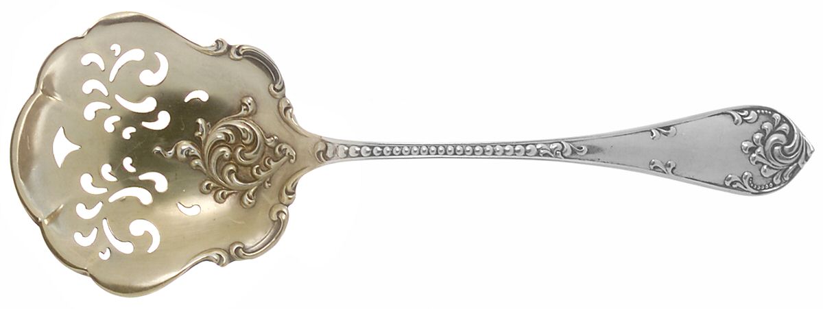 Rustic (Sterling, 1895) Large Pierced Pea Serving Spoon by Towle Silver-1