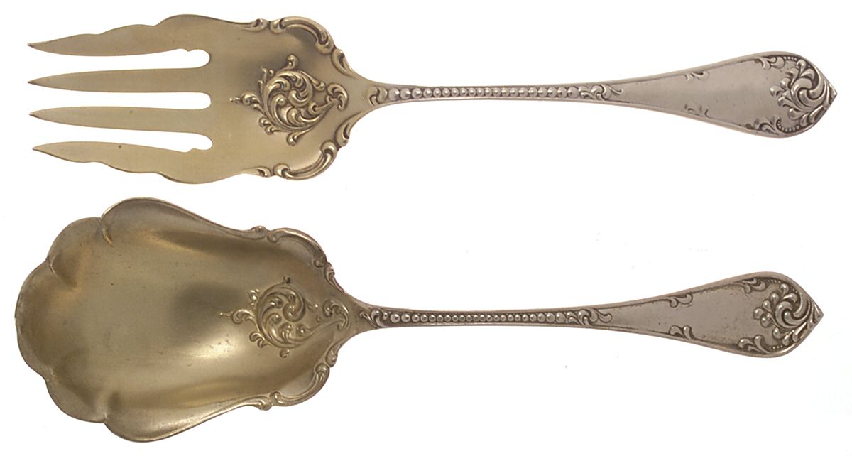 Rustic (Sterling, 1895) (2 Pc) Solid Salad Set by Towle Silver-1