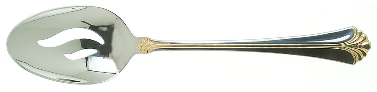 Santa Barbara Gold (Stainless, Gold Accent) Pierced Tablespoon (Serving Spoon) by Towle Silver-1