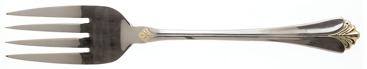 Santa Barbara Gold (Stainless) Medium Solid Cold Meat Serving Fork by Towle Silver-1