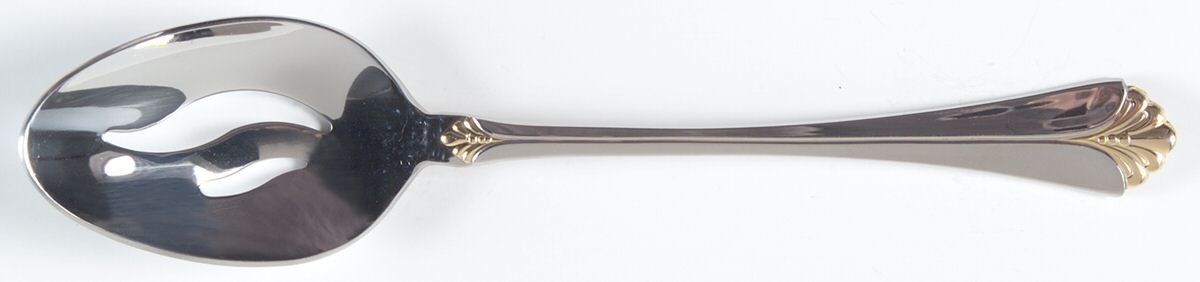 Santa Barbara Gold (Stainless) Pierced Tablespoon (Serving Spoon) by Towle Silver-1