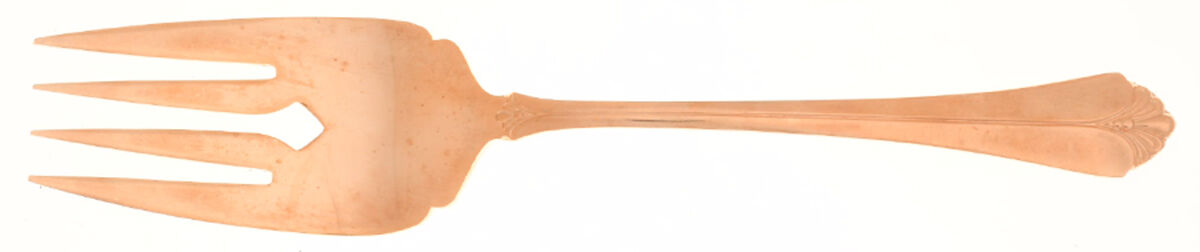 Santa Barbara-Rose Gold (Electroplate) Medium Solid Cold Meat Serving Fork by Towle Silver-1