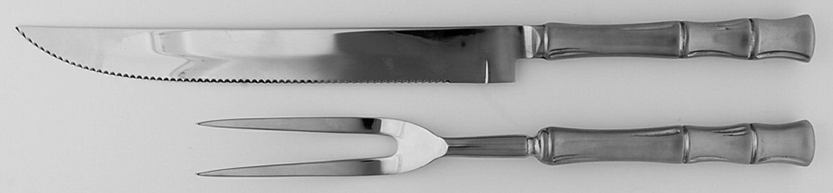 Satin Cane (Stainless) Large 2-Piece Roast Carving Set w/Stainless Blade by Towle Silver-1