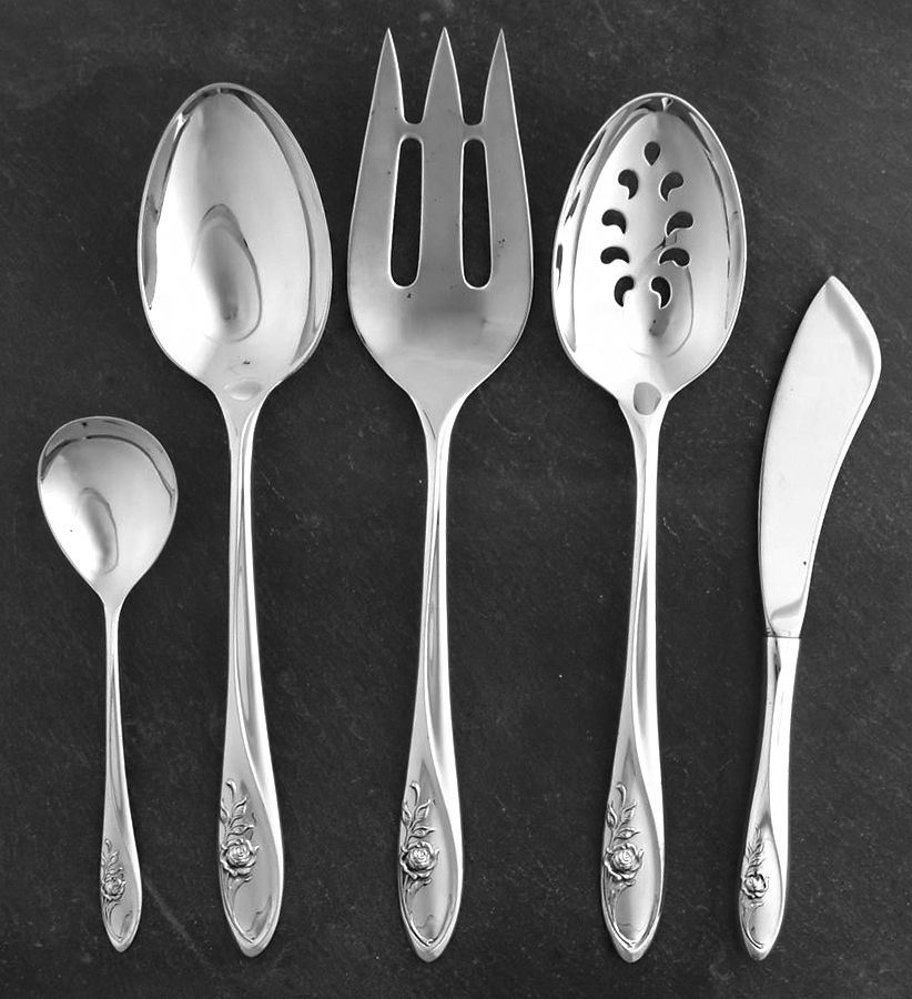 Sculptured Rose (Sterling, 1961) 5 Piece Hostess Set by Towle Silver-1