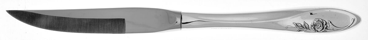Sculptured Rose (Sterling, 1961) Individual Steak Knife w/Bevel Blade by Towle Silver-1