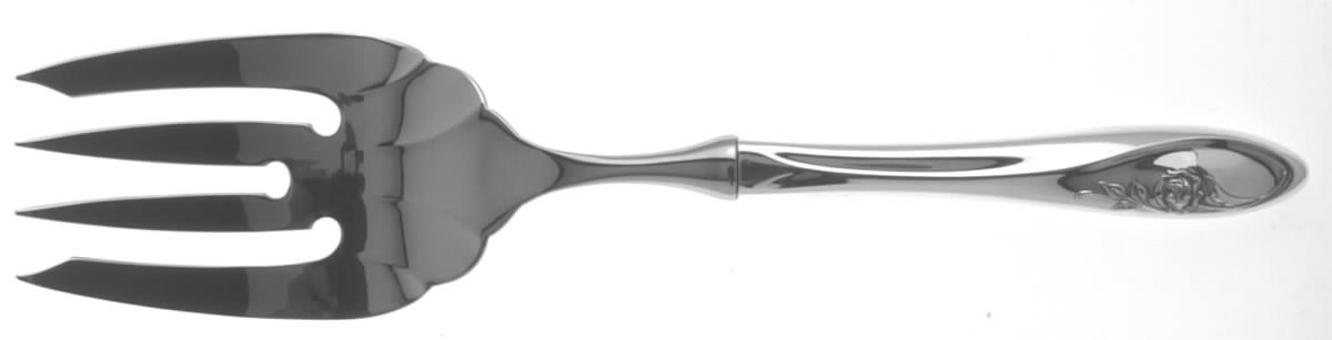 Sculptured Rose (Sterling, 1961) Large Stainless-Tine Cold Meat Serving Fork by Towle Silver-1