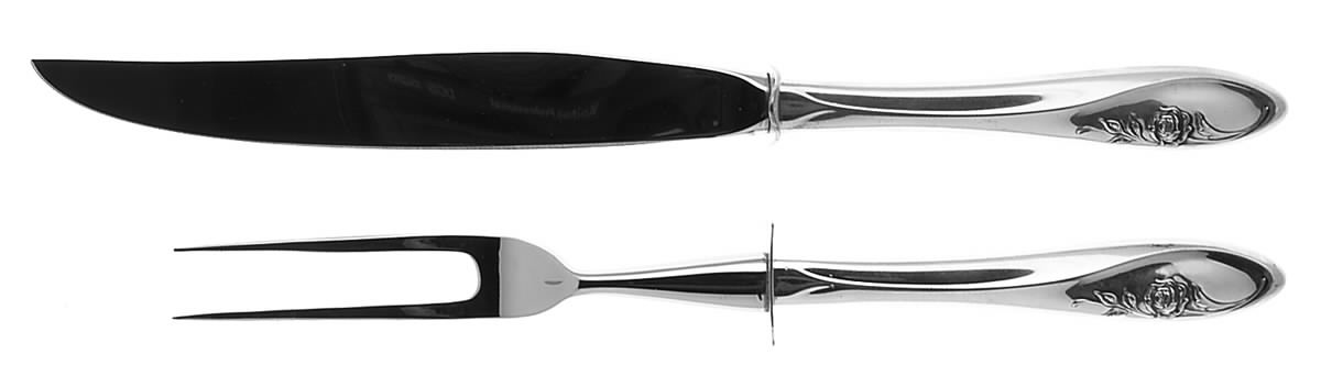 Sculptured Rose (Sterling, 1961) Small Stainless Blade 2-Piece Steak Carving Set by Towle Silver-1