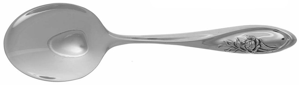 Sculptured Rose (Sterling, 1961) Straight Handle Baby Spoon by Towle Silver-1