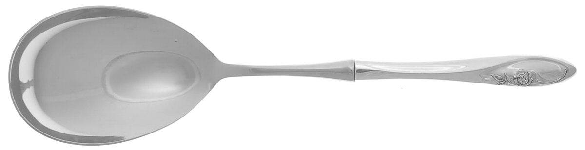Sculptured Rose (Sterling, 1961) Salad Servng Spoon with Stainless Bowl by Towle Silver-1