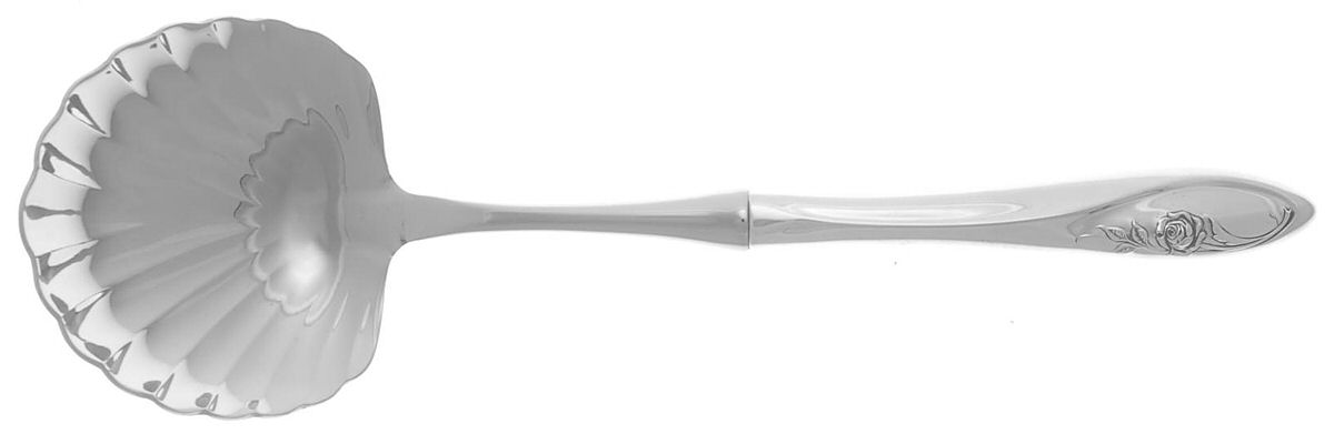 Sculptured Rose (Sterling, 1961) Casserole Spoon with Stainless Shell Bowl by Towle Silver-1