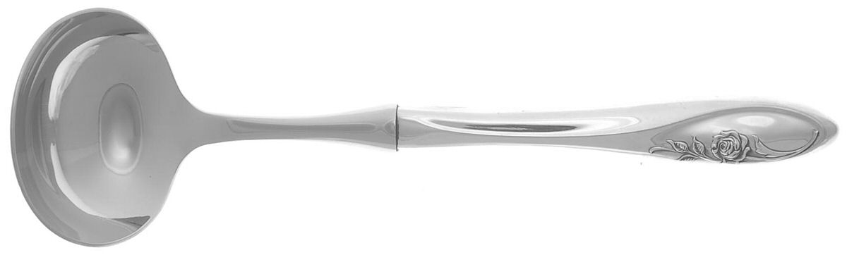Sculptured Rose (Sterling, 1961) Hollow Handle Gravy Ladle with Stainless Bowl by Towle Silver-1