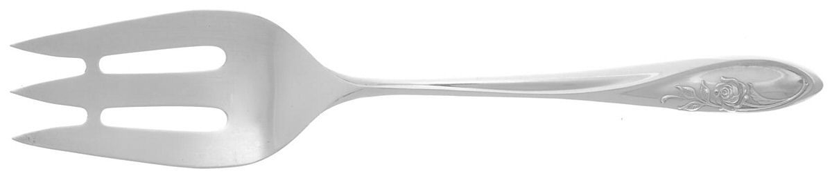 Sculptured Rose (Sterling, 1961) Large Solid Cold Meat Serving Fork by Towle Silver-1