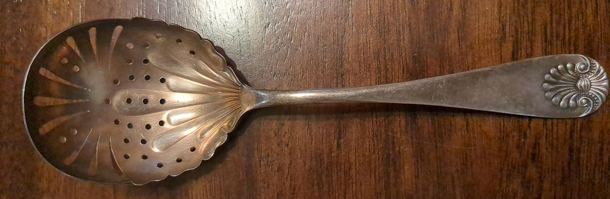 Shell I (Silverplate, 1888) Pierced Nut Serving Spoon by Towle Silver-1