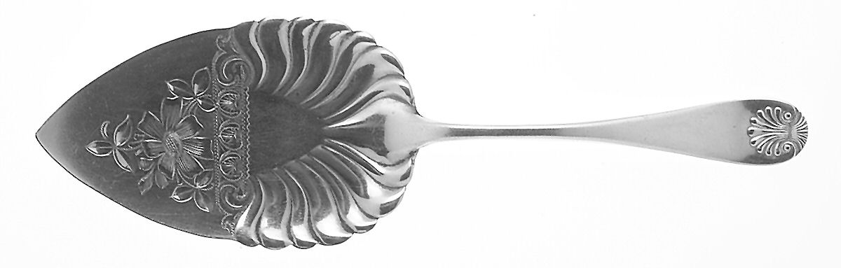 Shell I (Silverplate, 1888) Large Solid Bright Cut Pie Knife by Towle Silver-1