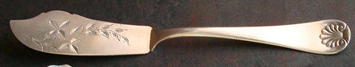 Shell I (Silverplate, 1888) Flat Handle Bright Cut Master Butter by Towle Silver-1