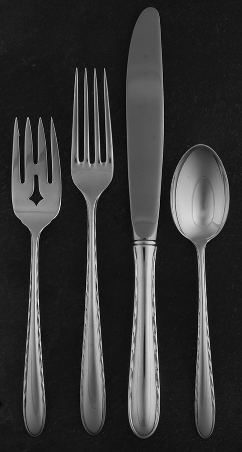 Silver Flutes (Sterling, 1941, No Monograms) 4 Piece Place Size Setting by Towle Silver-1