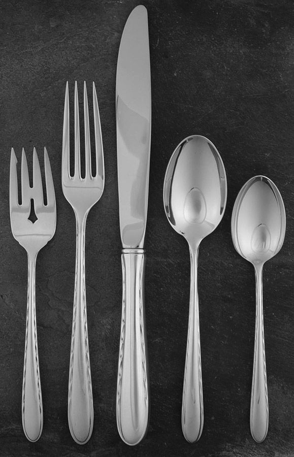 Silver Flutes (Sterling, 1941, No Monograms) 5 Piece Dinner Size Setting by Towle Silver-1