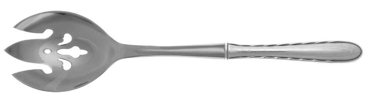 Silver Flutes (Sterling, 1941, No Monograms) Salad Serving Fork with Stainless Prongs HC by Towle Silver-1