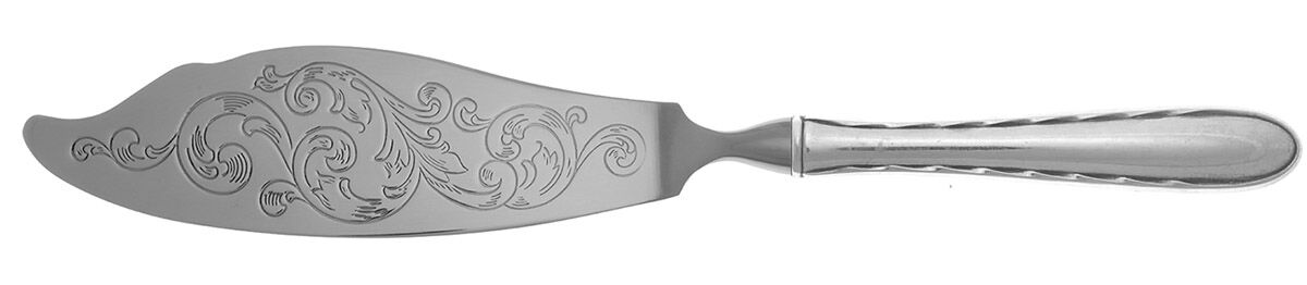 Silver Flutes (Sterling, 1941, No Monograms) Fish Serving Knife with Stainless Blade HC by Towle Silver-1