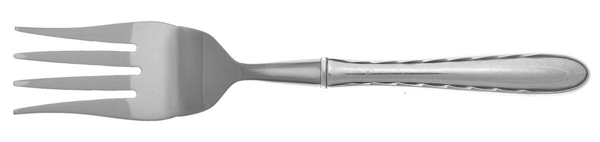 Silver Flutes (Sterling, 1941, No Monograms) Cold Meat Fork Large, Stainless Tines HC by Towle Silver-1