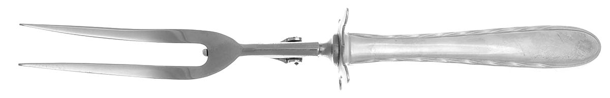 Silver Flutes (Sterling, 1941, No Monograms) Lg Carving Roast Fork Stnl Prong w/Sterling Guard by Towle Silver-1