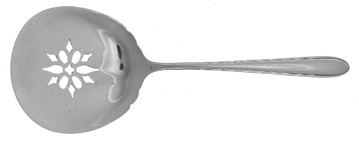 Silver Flutes (Sterling, 1941, No Monograms) Solid Bon Bon Spoon with Pierced Bowl by Towle Silver-1