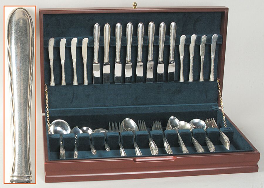 Silver Flutes (Sterling, 1941, No Monograms) 56 Piece Set by Towle Silver-1