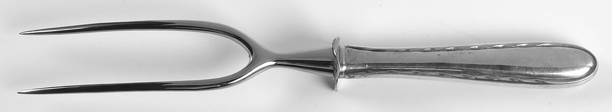 Silver Flutes (Sterling, 1941, No Monograms) Large Stainless Prong Carving Fork W/Sterling Guar by Towle Silver-1