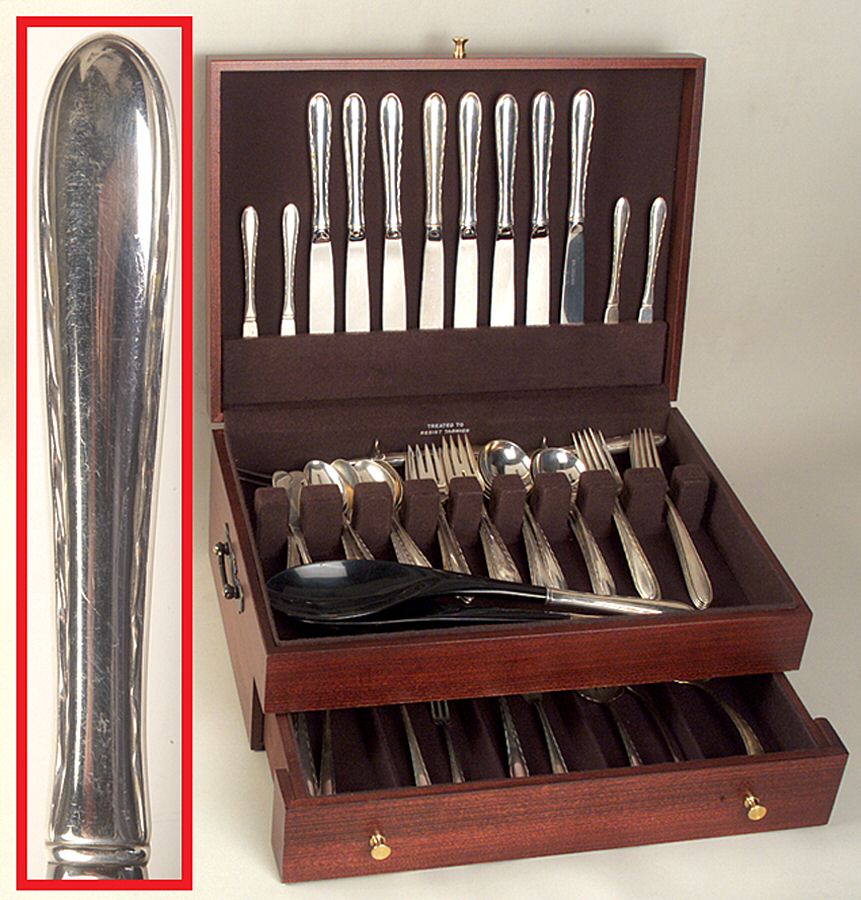 Silver Flutes (Sterling, 1941, No Monograms) 61 Piece Set by Towle Silver-1