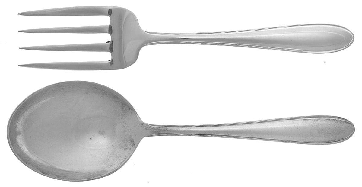 Silver Flutes (Sterling, 1941, No Monograms) 2 Pc Baby Set (BF, BS) by Towle Silver-1