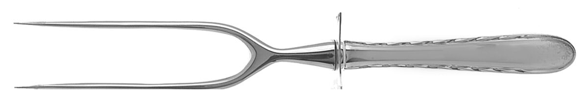 Silver Flutes (Sterling, 1941, No Monograms) Lg Carving/Roast Fork-Stn Prong w/Sterling Guard by Towle Silver-1