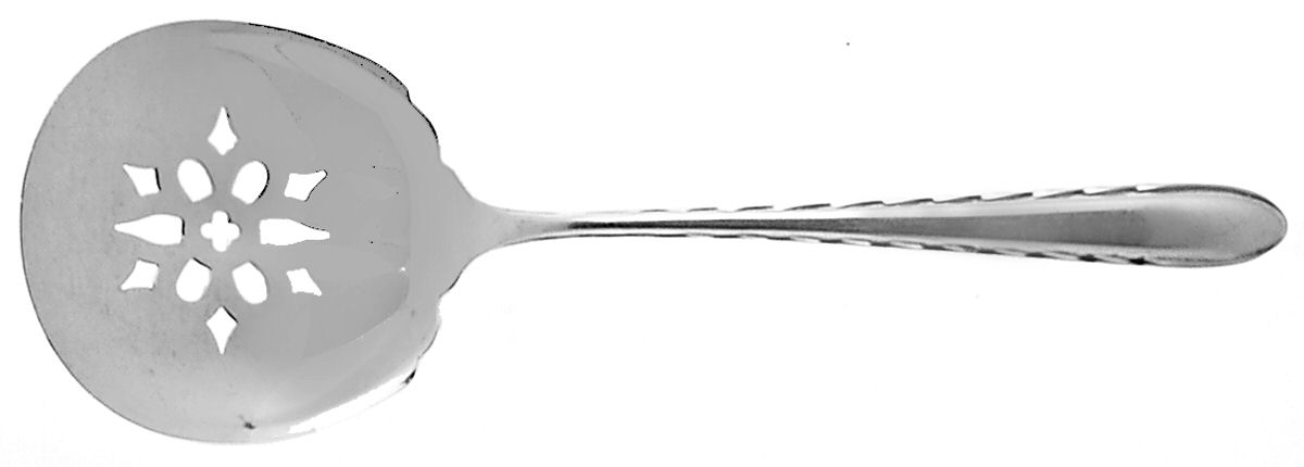Silver Flutes (Sterling, 1941, No Monograms) Solid Bon Bon Spoon with Pierced Bowl by Towle Silver-1