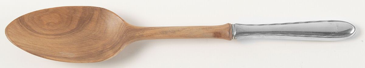 Silver Flutes (Sterling, 1941, No Monograms) Salad Serving Spoon with Wooden Bowl by Towle Silver-1