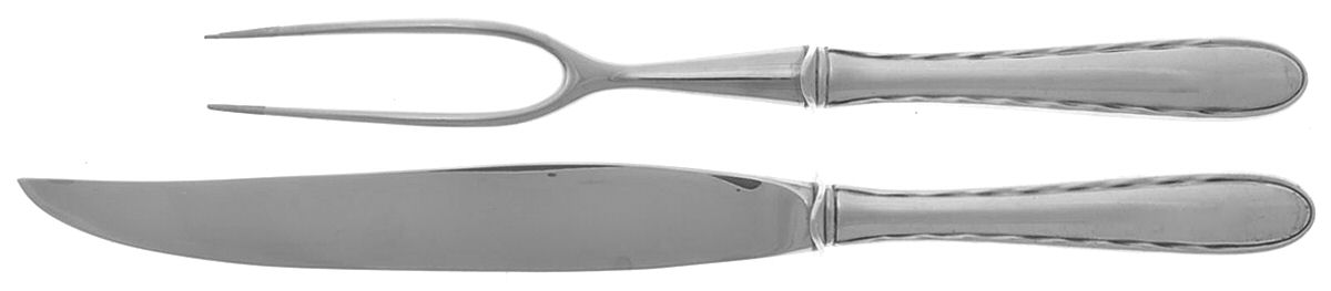 Silver Flutes (Sterling, 1941, No Monograms) 2 Piece Small Carving Set W Sterling Guard by Towle Silver-1