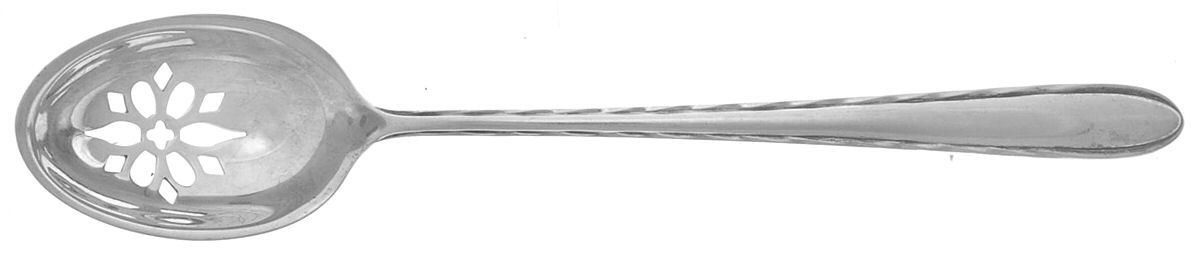Silver Flutes (Sterling, 1941, No Monograms) Pierced Bowl Short Handle Olive Spoon by Towle Silver-1