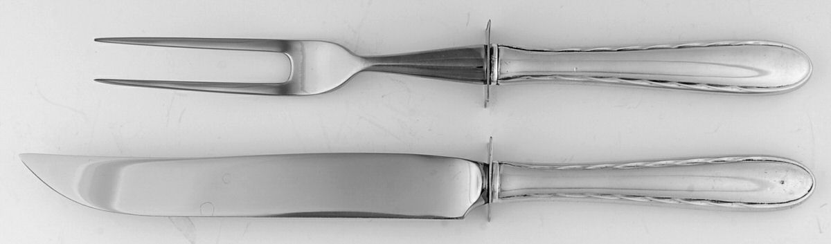 Silver Flutes (Sterling, 1941, No Monograms) Small Stainless Blade 2-Piece Steak Carving Set by Towle Silver-1