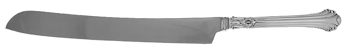 Silver Plumes (Sterling, 1939, No Monograms) Wedding Cake Knife with Stainless Blade HC by Towle Silver-1