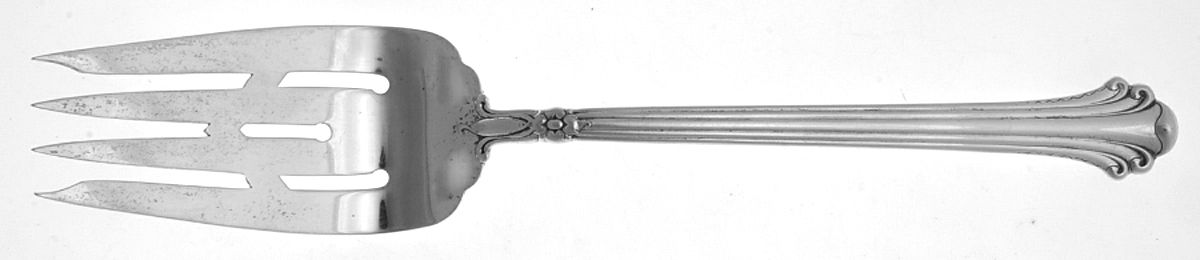 Silver Plumes (Sterling, 1939, No Monograms) Large Solid Cold Meat Serving Fork by Towle Silver-1