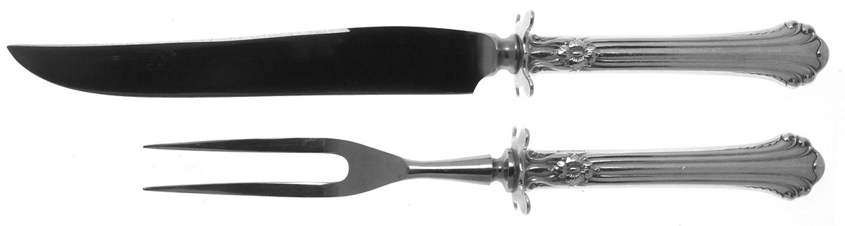 Silver Plumes (Sterling, 1939, No Monograms) Small Steak 2-Piece Carving Set w/Stainless Blade by Towle Silver-1