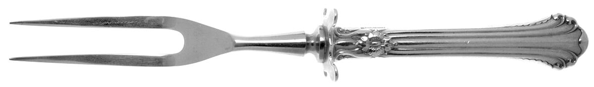 Silver Plumes (Sterling, 1939, No Monograms) Small Steak Carving Fork with Stainless Prongs by Towle Silver-1