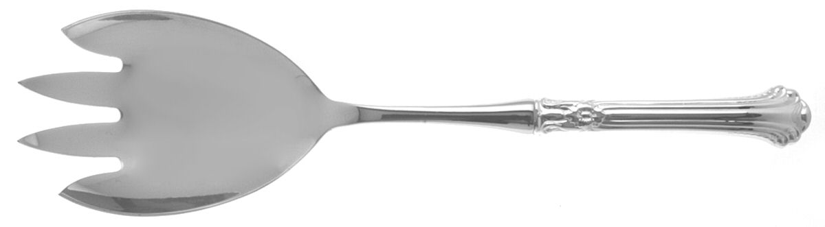Silver Plumes (Sterling, 1939, No Monograms) Salad Serving Fork with Stainless Prongs by Towle Silver-1