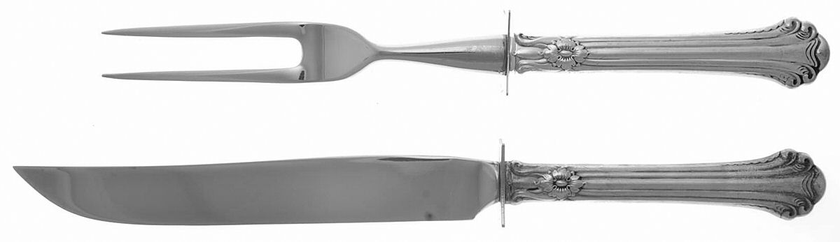 Silver Plumes (Sterling, 1939, No Monograms) Small Stainless Blade 2-Piece Steak Carving Set by Towle Silver-1