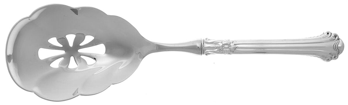 Silver Plumes (Sterling, 1939, No Monograms) Pierced Casserole Spoon with Stainless Bowl by Towle Silver-1