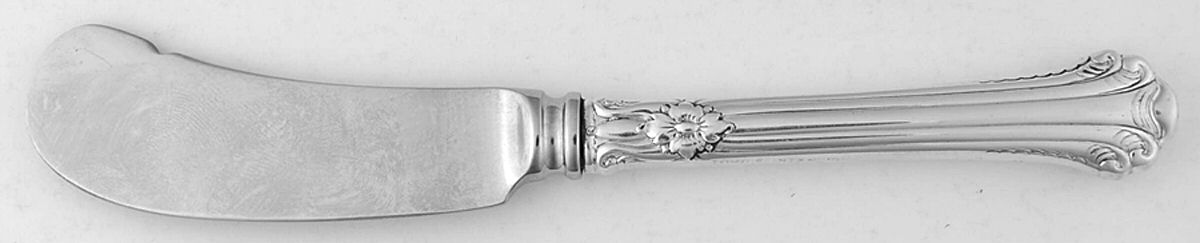 Silver Plumes (Sterling, 1939, No Monograms) Butter Spreader Hollow Hdl-Paddle/Stainless Blade by Towle Silver-1