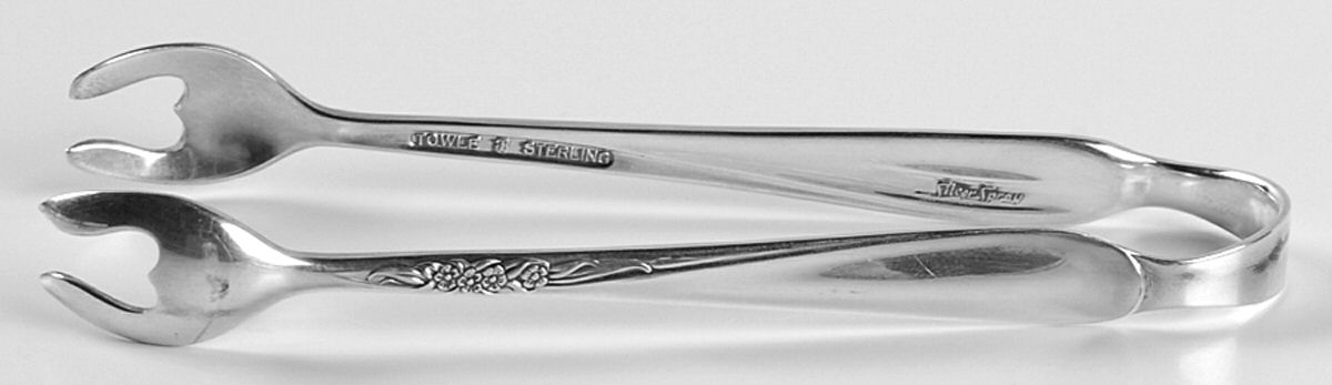 Silver Spray (Sterling, 1956) Sugar Tongs by Towle Silver-1