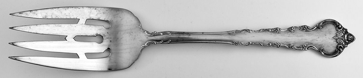 Southern Mansion (Silverplate-, 1980) Small Solid Cold Meat Serving Fork by Towle Silver-1