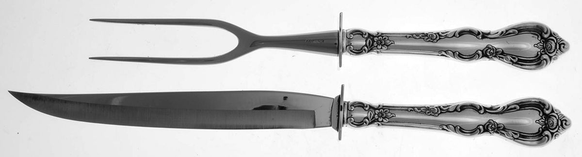 Spanish Provincial (Sterling, 1967) Small Steak 2-Piece Carving Set w/Stainless Blade by Towle Silver-1
