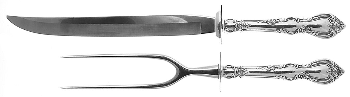 Spanish Provincial (Sterling, 1967) Large 2-Piece Roast Carving Set w/ Stainless Blade by Towle Silver-1